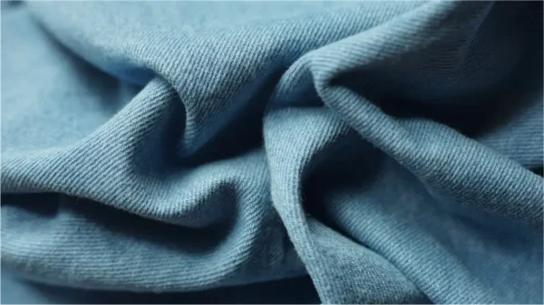 Close-up of soft blue denim fabric